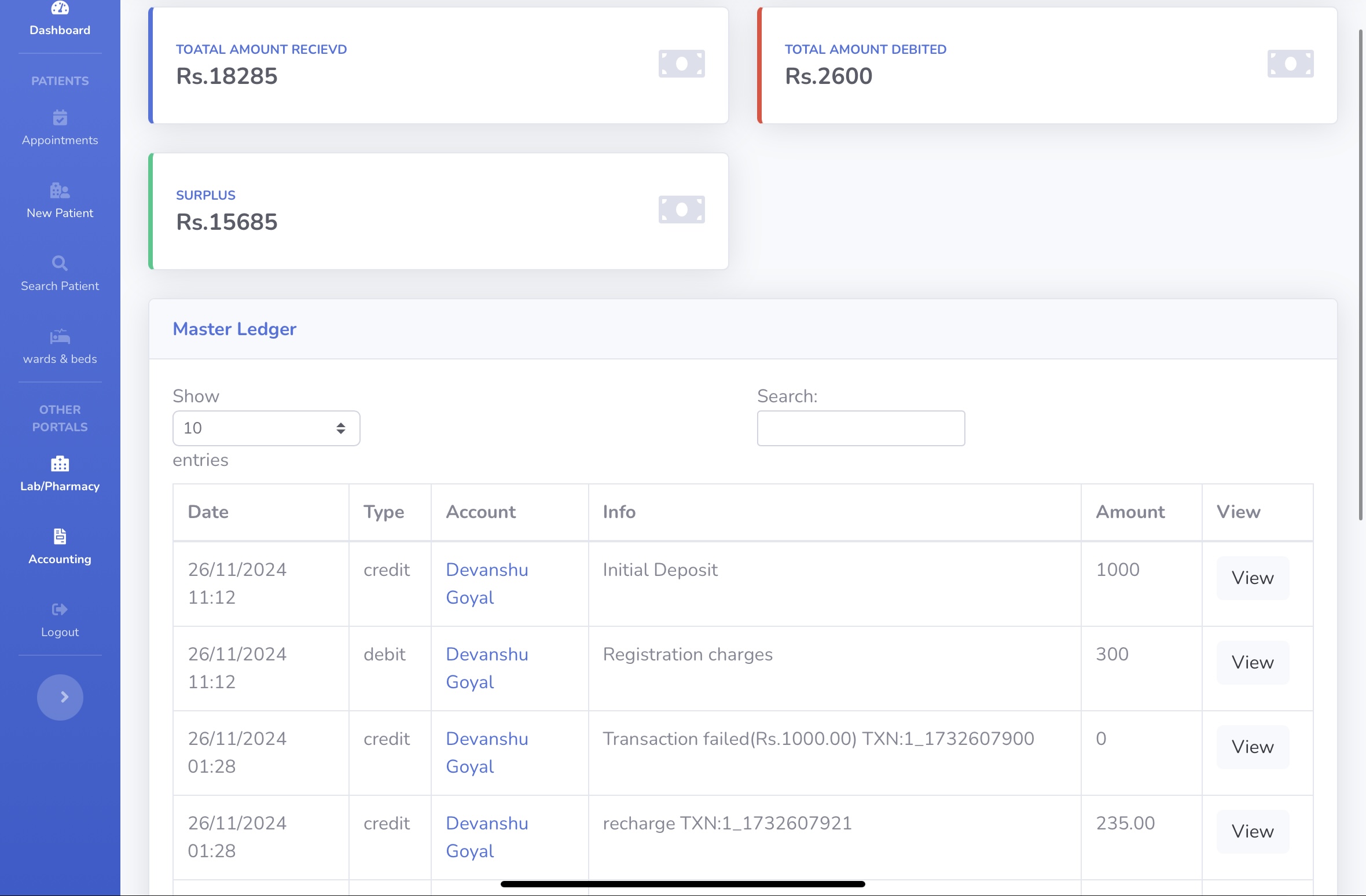 Payment Ledger